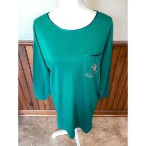 Womens Victorias Secret Green VIntage Gold Tag 90s‎ Floral Cotton Nightgown PS